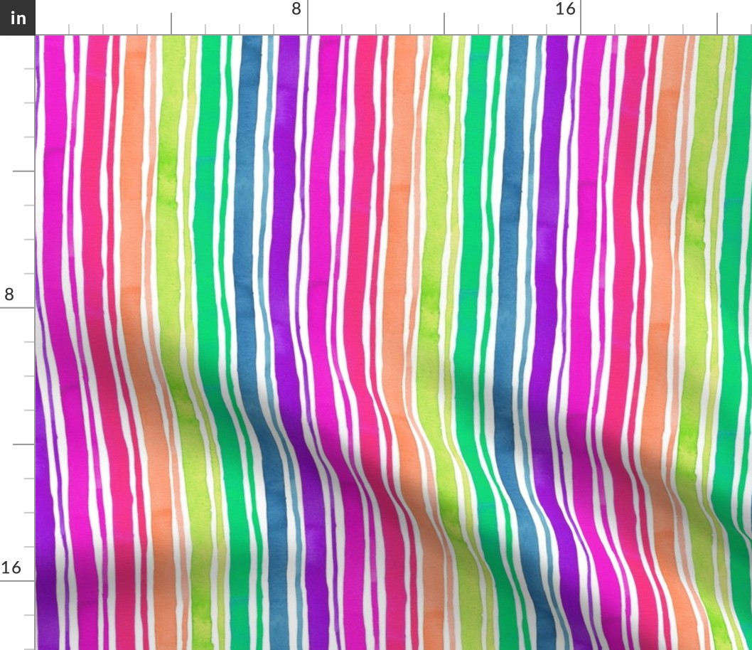 Rainbow stripes plus small neon on white