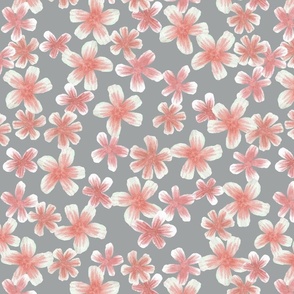 Pink & grey watercolour blossoms