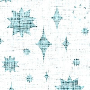 jumbo starry stars - linen texture - white forest