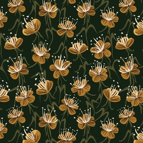 Lucid dreams - Yellow flower garden vector pattern// small scale