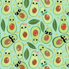 Stylish Avocados on Mint Green - Small