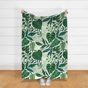 Exotic tropical leaves on white