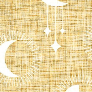 jumbo moony moons - linen texture - gold