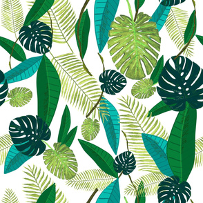 Tropical Green Leaves Seamless Pattern