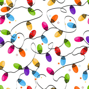 New Year Background Design. Colorful Christmas Light Bulb Seamless Pattern