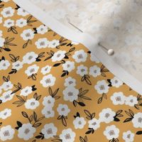 Sweet blossom garden romantic english liberty print flowers nursery ochre yellow white black SMALL