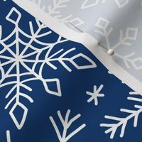 Snowflakes winter Christmas pattern dark blue, large
