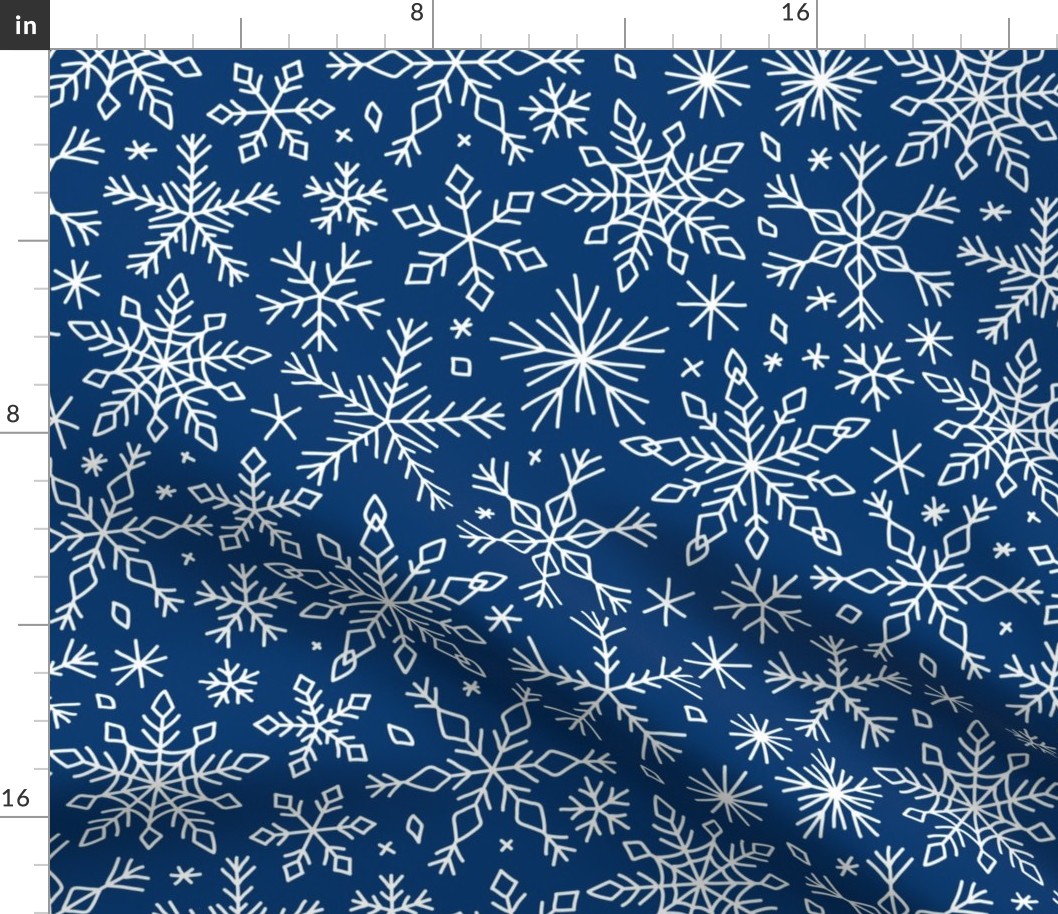Snowflakes winter Christmas pattern dark blue, large