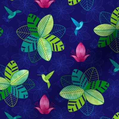 Blooming Joy - MEDIUM – Tropical Hummingbird Multi Blue