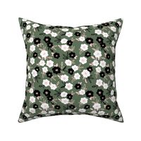 Sweet blossom garden romantic english liberty print flowers nursery forest green white black