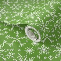 Snowflakes winter Christmas pattern green, large