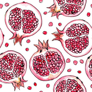 Pomegranate watercolor and ink pattern