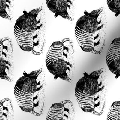 Armadillo Black and White 4x4 teatowel