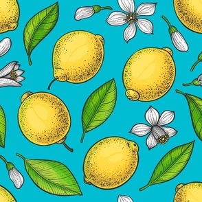 Lemons on blue