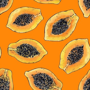 Papaya slices on orange