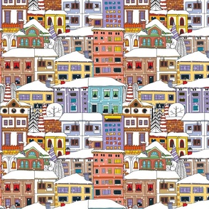 Doodle town in winter