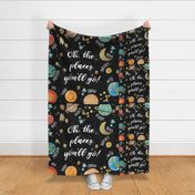 1 blanket + 2 loveys: oh, the places you'll go! // black