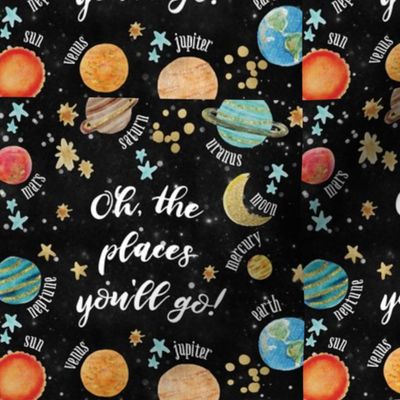 6" square: oh, the places you'll go! // black