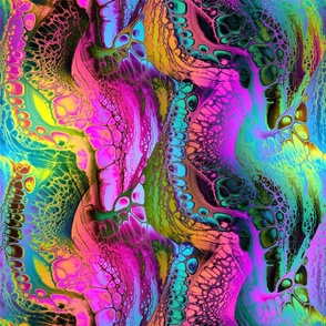 LARGE POURED PAINT AND INK MARBLE 2 BRIGHT MULTICOLOR FLWRHT