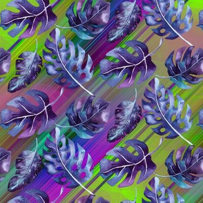 watermelon monstera purple green background FLWRHT