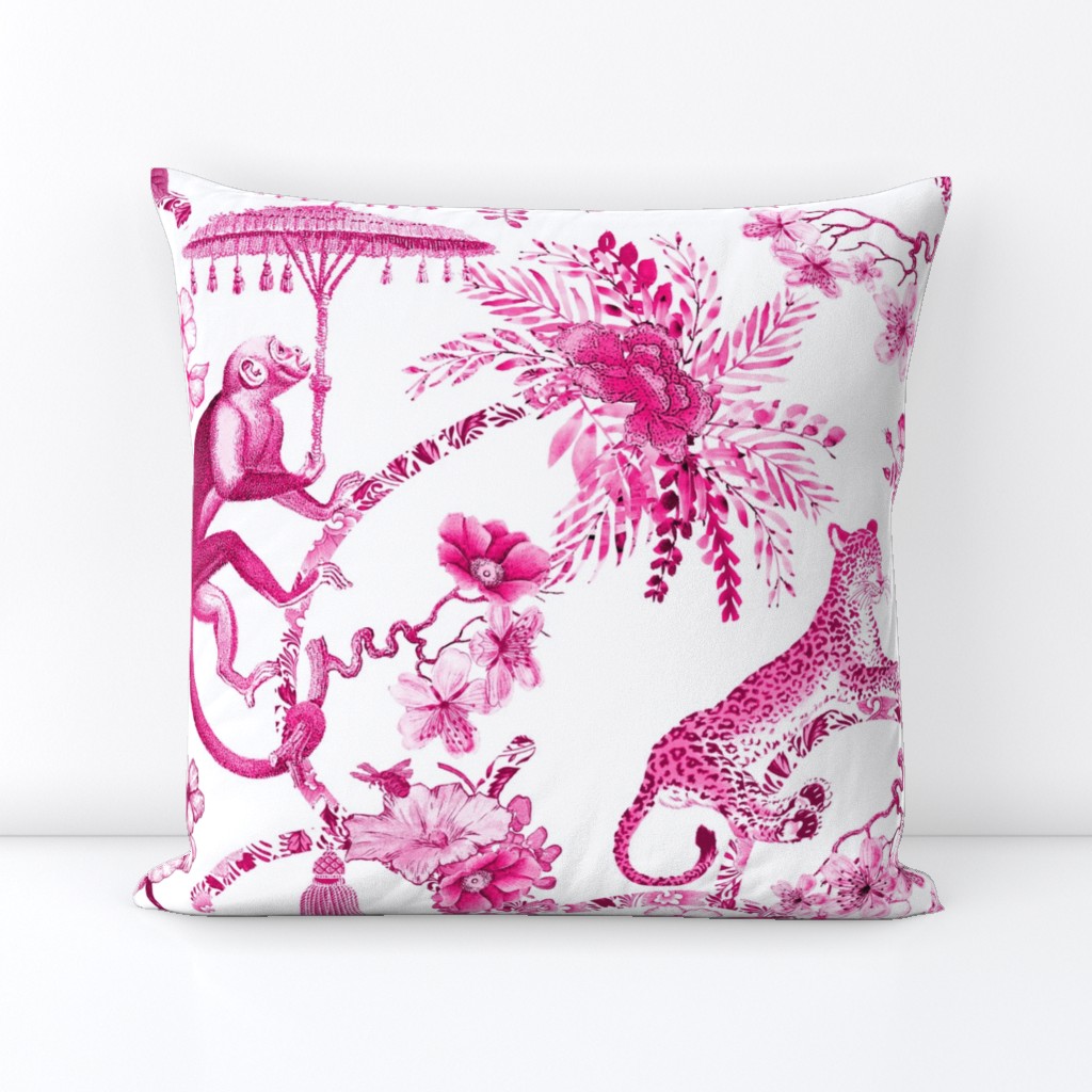 Chinoiserie Whimsy Pink and White