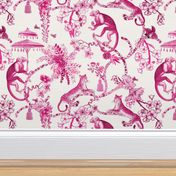 Chinoiserie Whimsy Pink and White