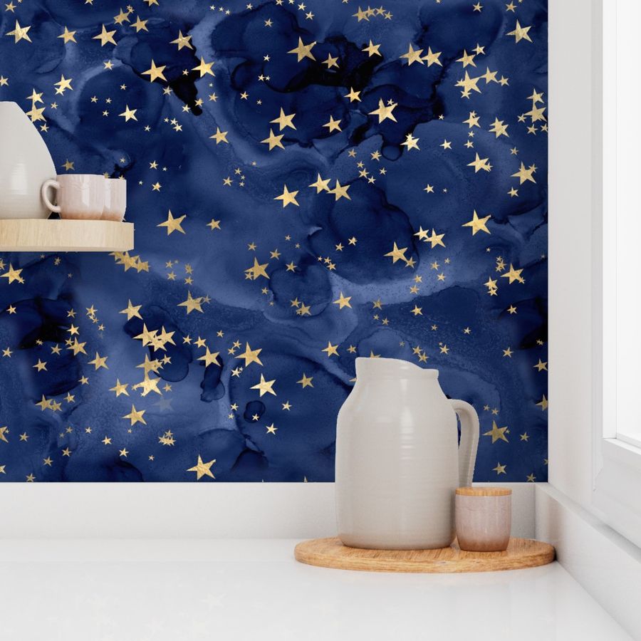 Starry Sky Galaxy Blue Gold