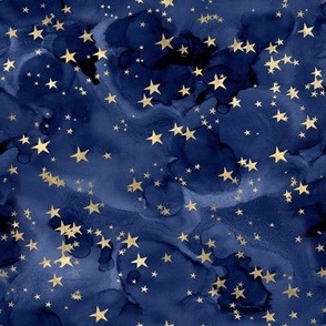 Starry Sky Galaxy Blue Gold