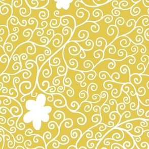 Hand Drawn Swirls Saffron Yellow