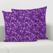 Floral folk, swirl, purple background