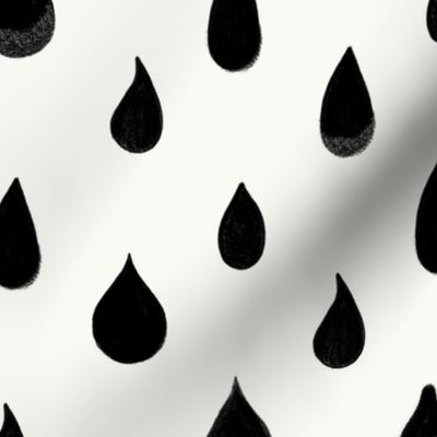 342-Active wear hand drawn black water drops simple pattern