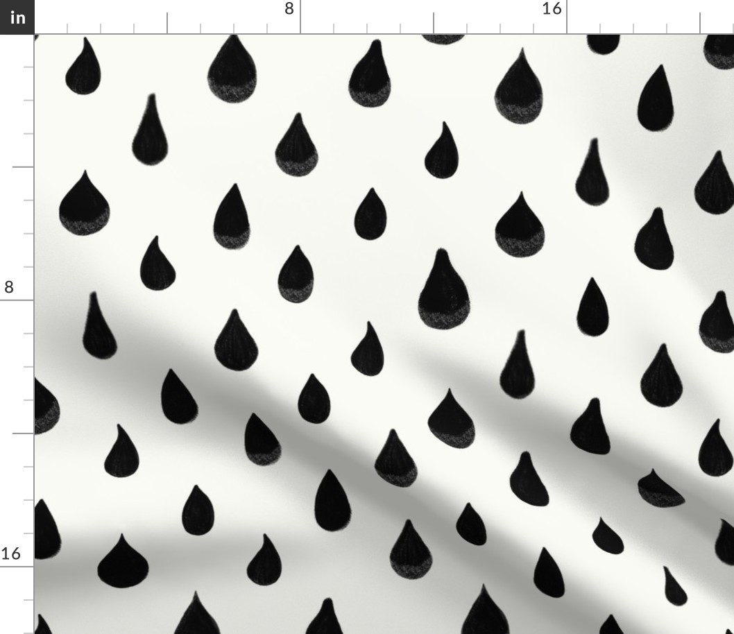 342-Active wear hand drawn black water drops simple pattern