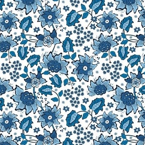 Blue wildflowers. White background