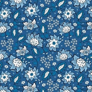 Blue wildflowers. Blue background