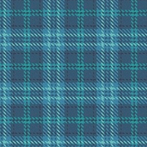 Boxed in Cross Plaid in Soft Blue Gray and Turquoise
