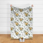large watercolor sunflowers // white