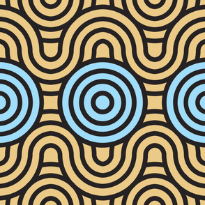 Curvy Circles, Brown/Light Blue/Yellow