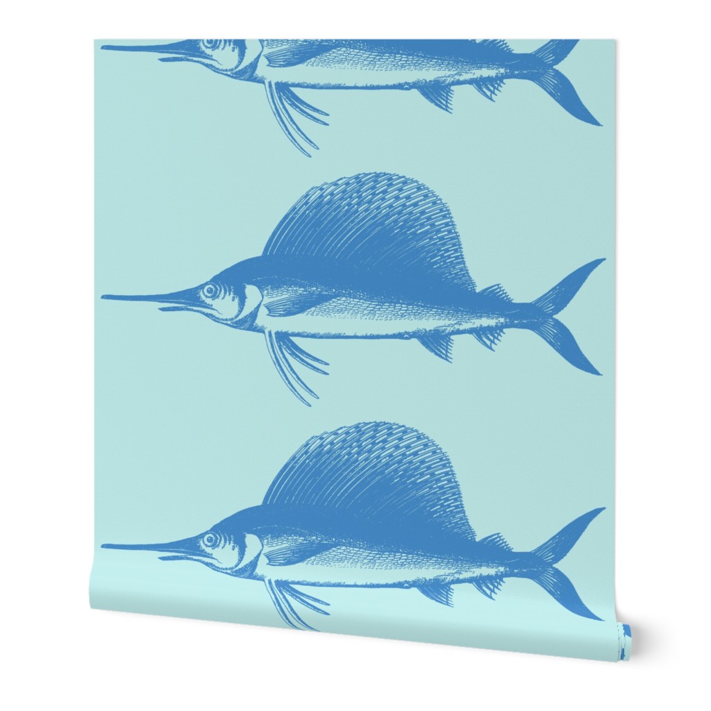 Big Blue Marlin!! (deep sea blue & light aqua)
