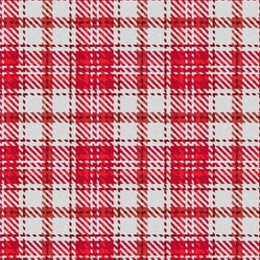 Boxed in Cross Plaid White and Red