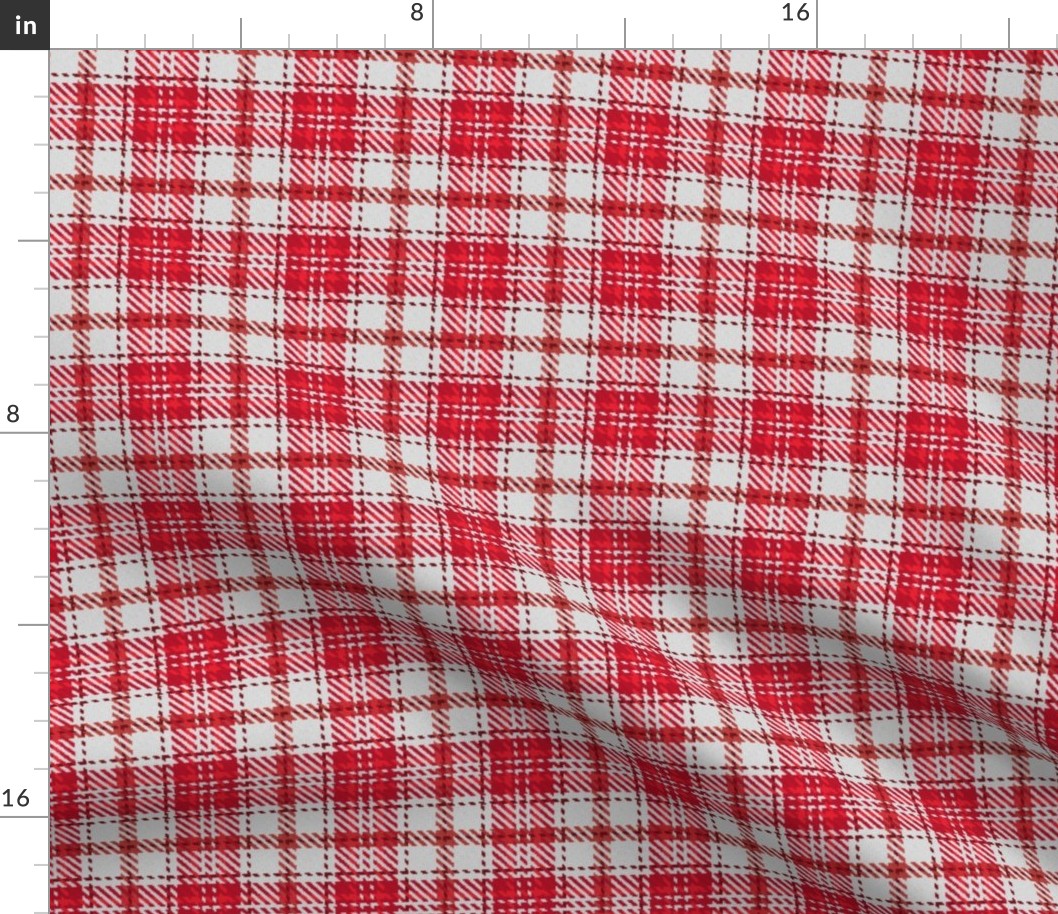 Boxed in Cross Plaid White and Red