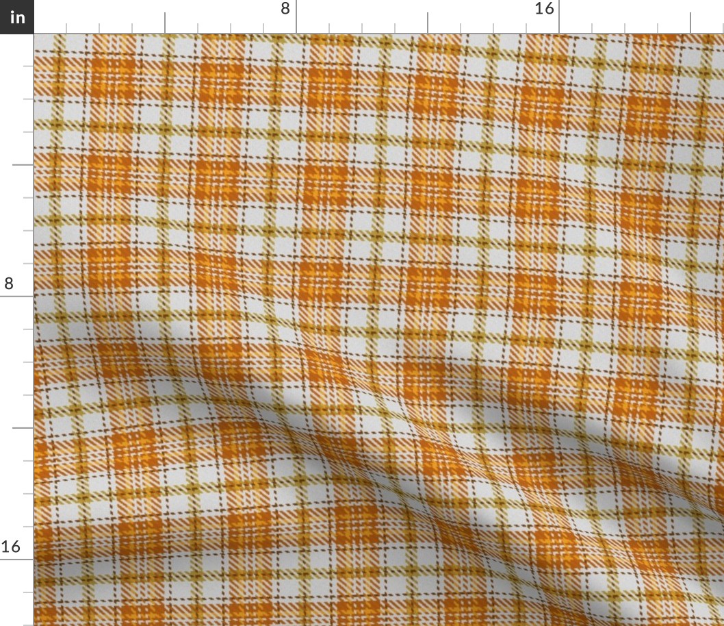 Boxed in Cross Plaid White and Orange