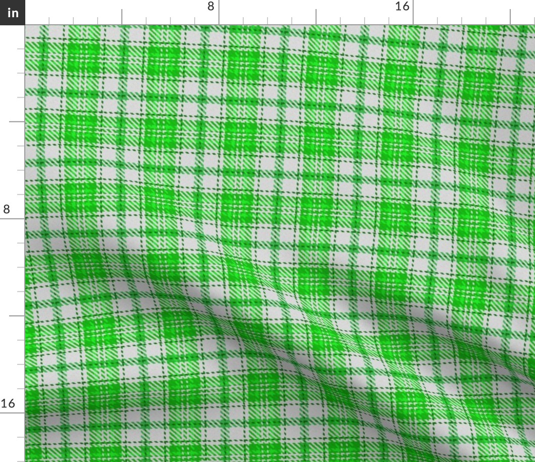 Boxed in Cross Plaid White and Green