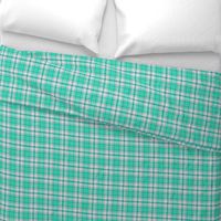 Boxed in Cross Plaid White and Turquoise