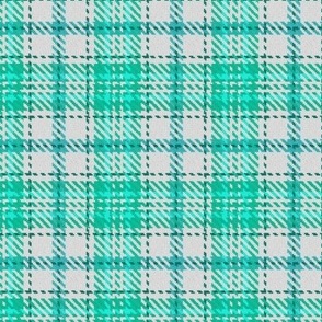 Boxed in Cross Plaid White and Turquoise