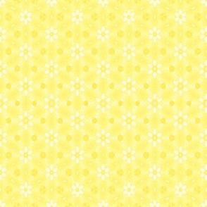 Quilting in Yellow Design No 15 Bright and Pale Yellow with White Flowers Metamorphosis