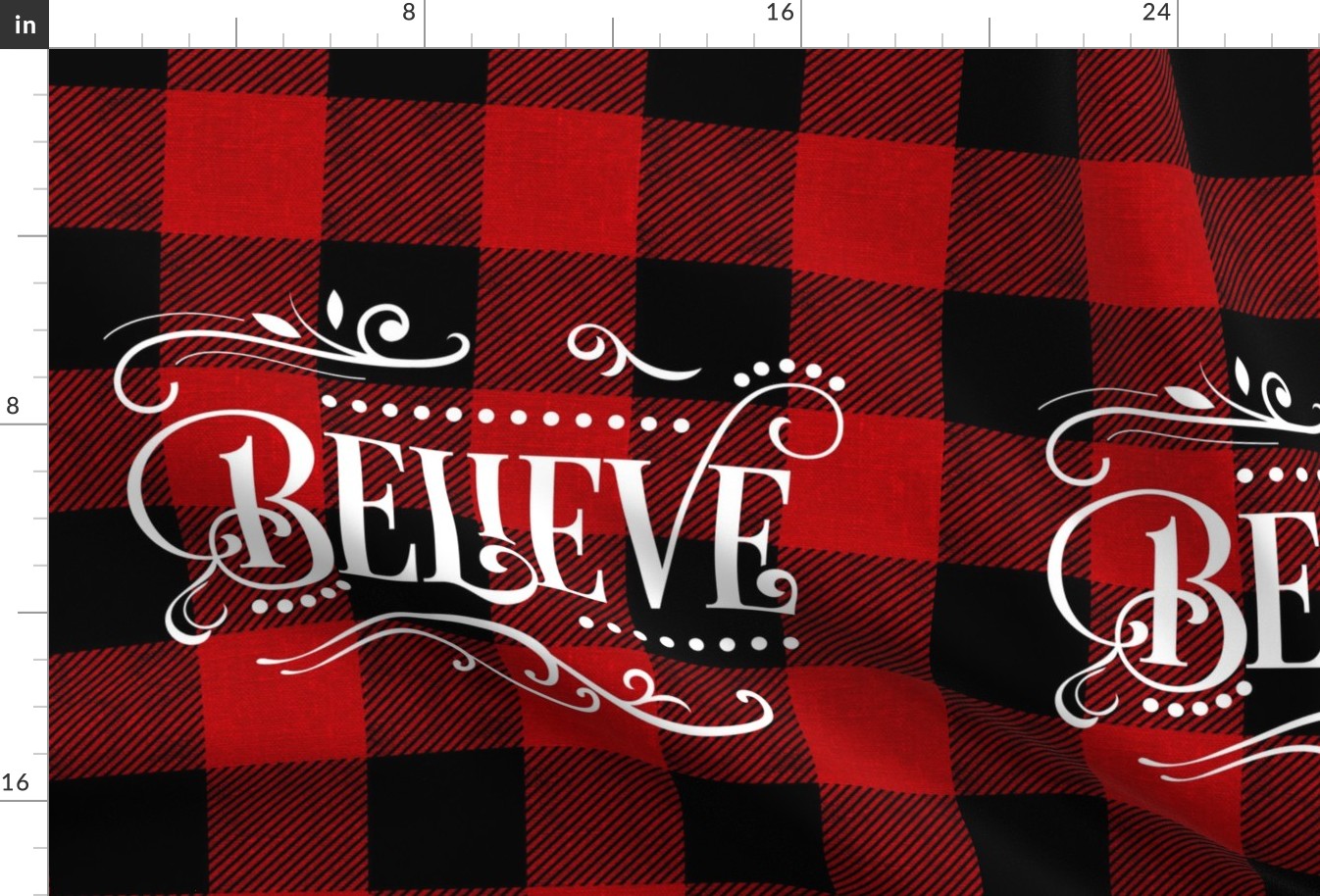 Believe on Red Plaid - 18 inch square sham