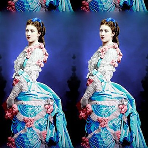 pink blue white gowns bustle baroque victorian roses flowers floral beauty lace ballgowns rococo portraits beautiful lady lace ringlets curly barrel curls brown hair gloves bows woman elegant gothic lolita egl neoclassical  historical romantic 19th centur