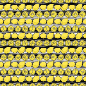 Lemons on Black and White Stripes