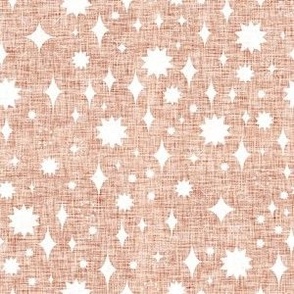 small - starry stars - linen texture - copper