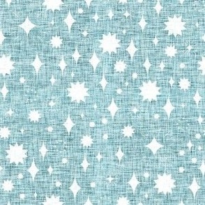 small - starry stars - linen texture - forest